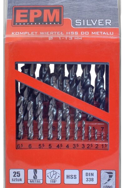 Zestaw wierteł HSS do metalu 1-13mm 25szt.