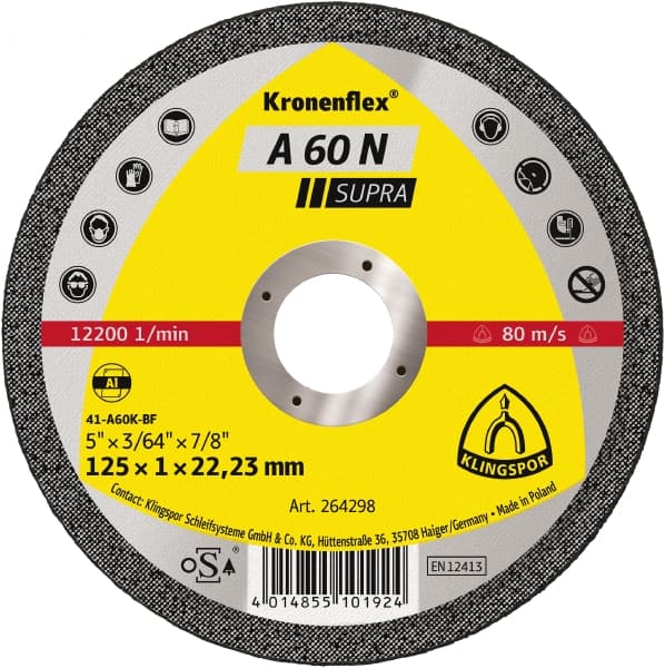 Tarcza płaska A60N T1A 125*1.0*22 264298