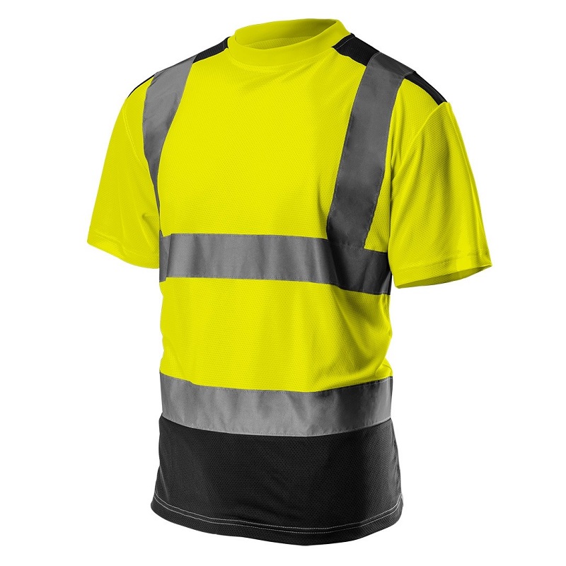 Koszulka t-shirt ostrzegawczy ciemny DÓŁ żółty M
