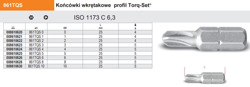 Końcówka wkrętaka profil TQS T4