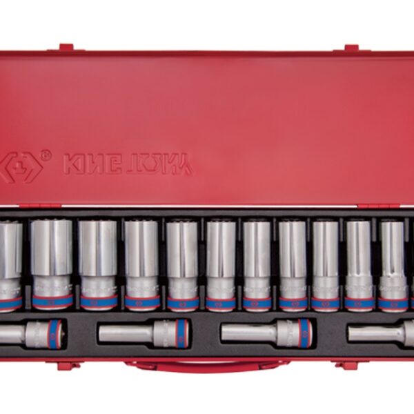 Zestaw nasadek długich 6-KĄTNYCH 1/2'' 10-32mm ,16CZ. kaseta