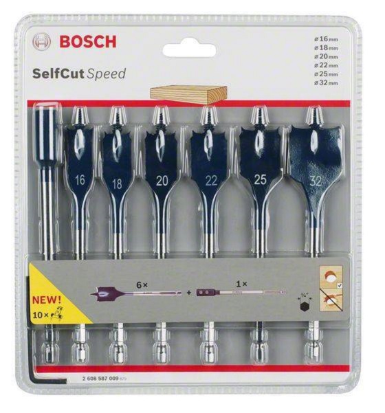 Zestaw wierteł 7-SZT self CUT speed 16,18,20,22,25,32 + prze