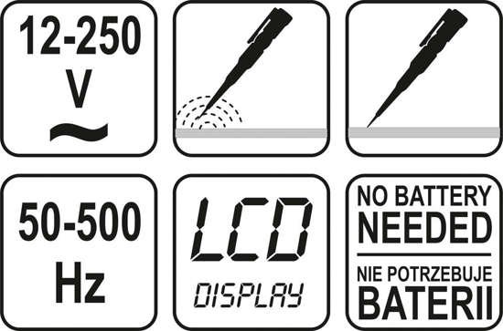 Próbnik napięcia 12-250V LCD