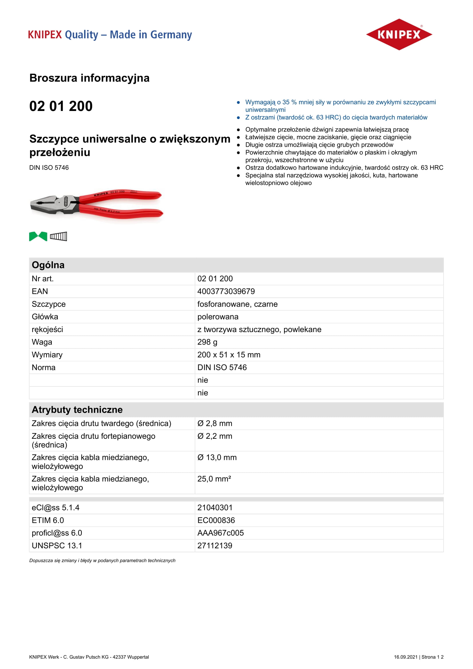 Szczypce uniwersalne 200mm O zwiększonym przełożeniu
