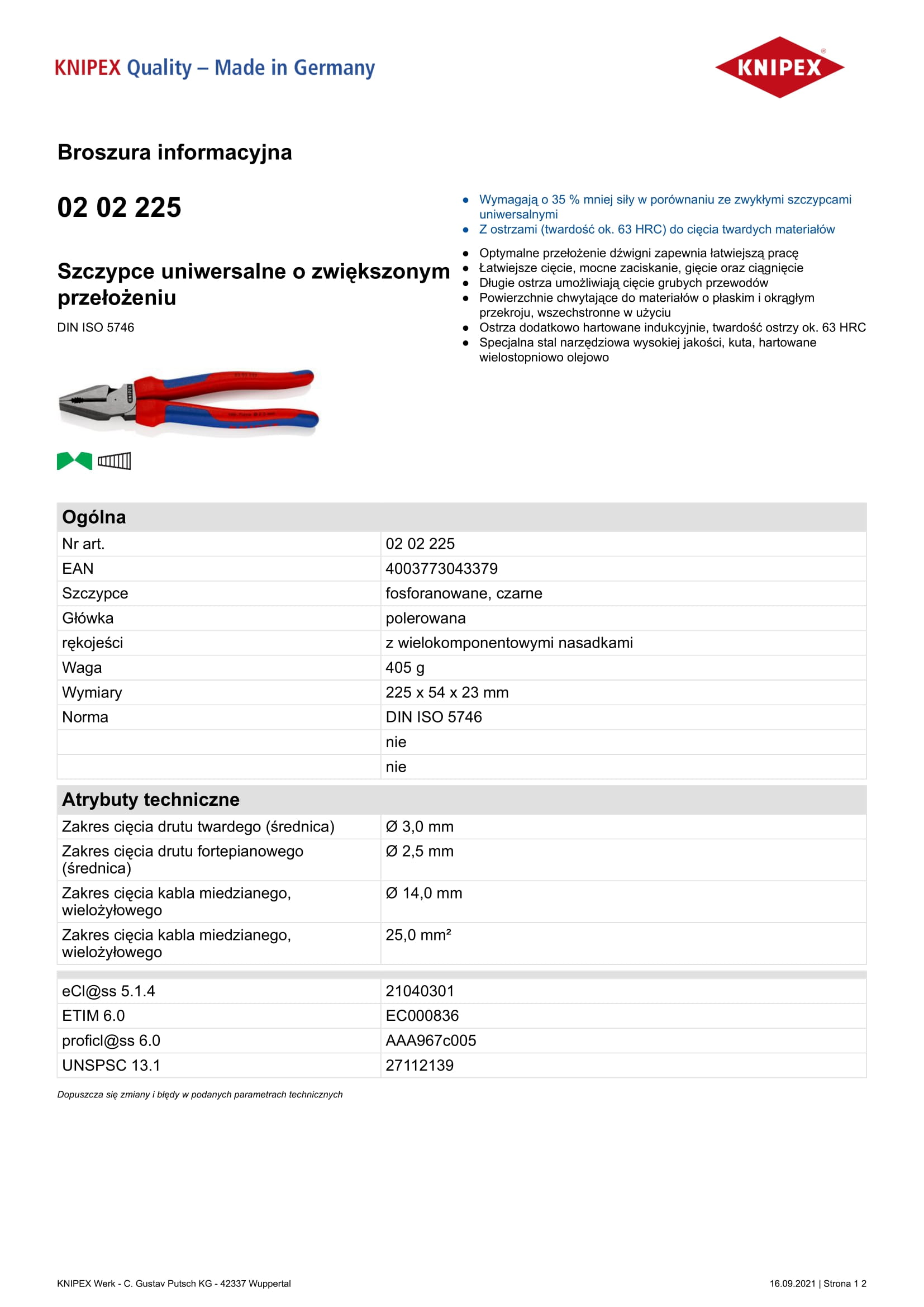 Szczypce uniwersalne 225mm