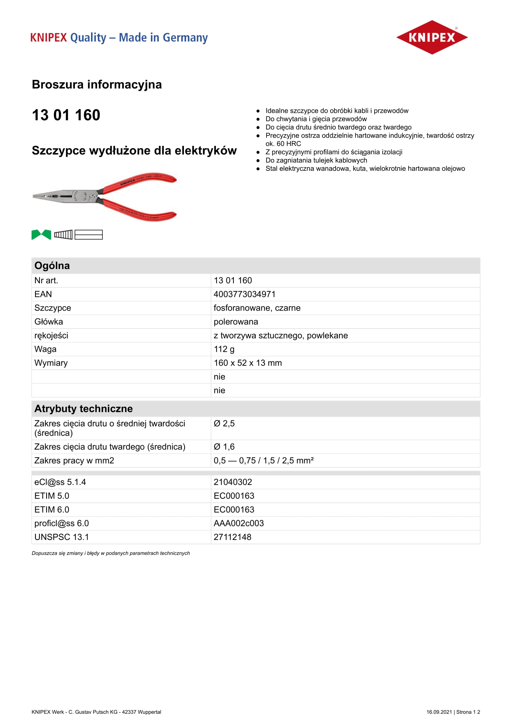 Szczypce dla elektryków 160mm