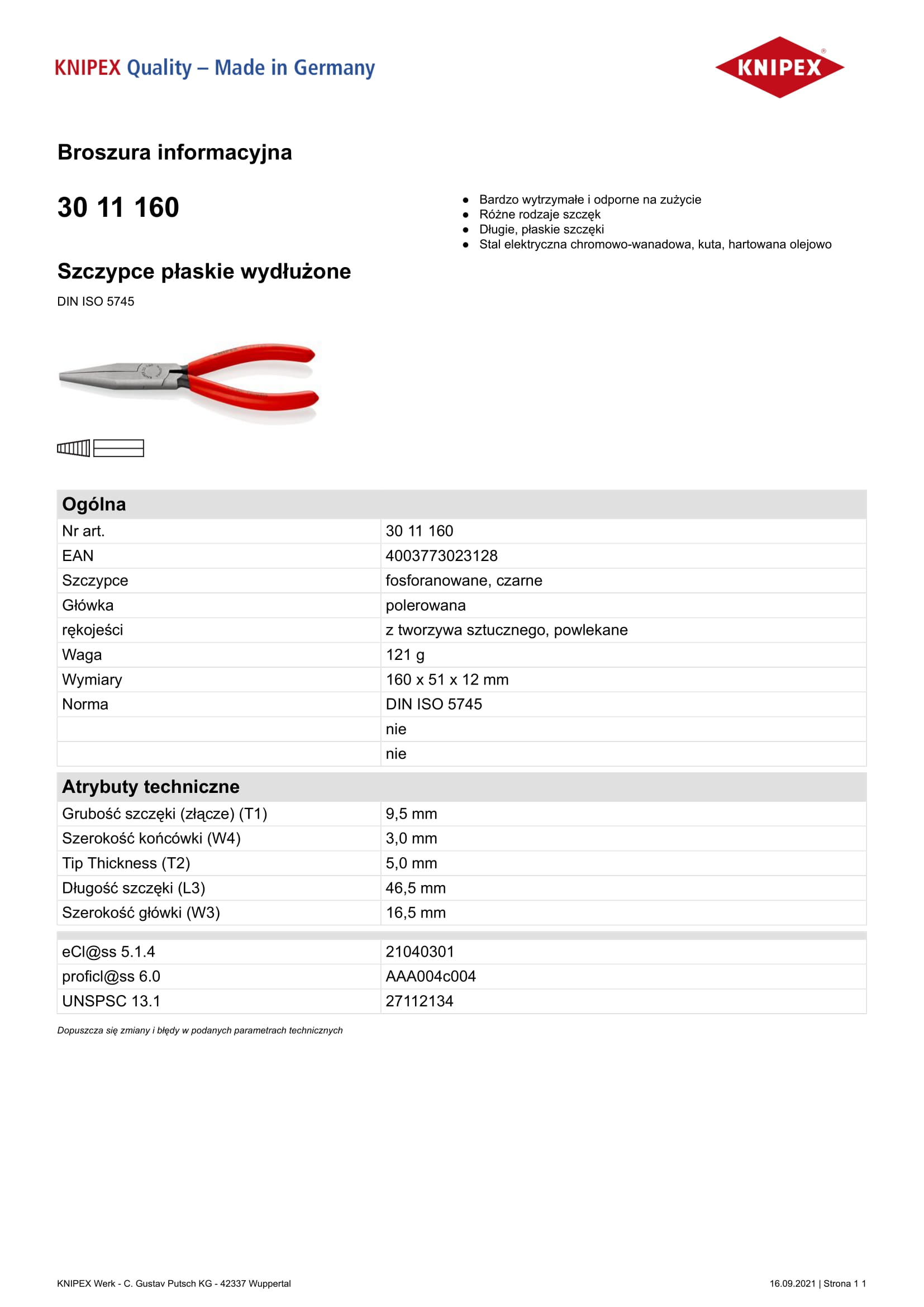 Szczypce płaskie wydłużone 160mm