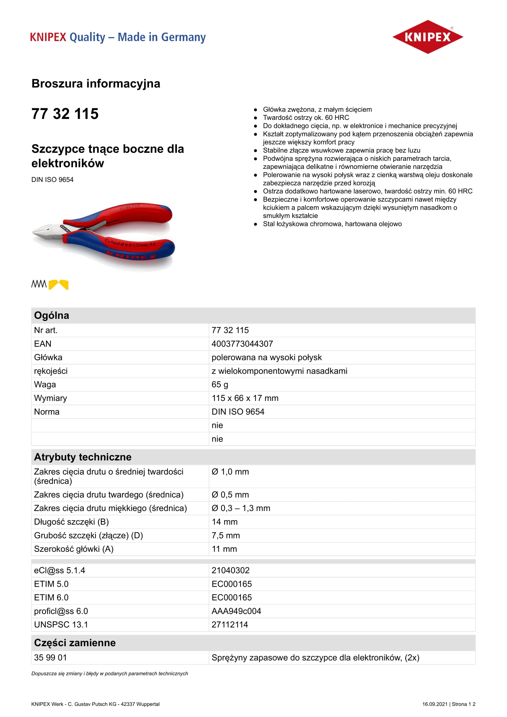 Szczypce tnące boczne 115mm