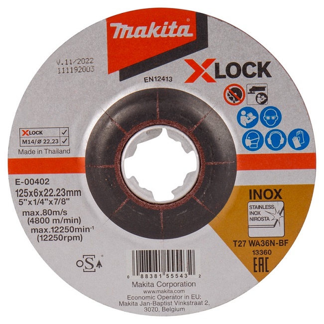 Tarcza szlifierska wypukła do metalu 125*6*22mm x-lock WA36N