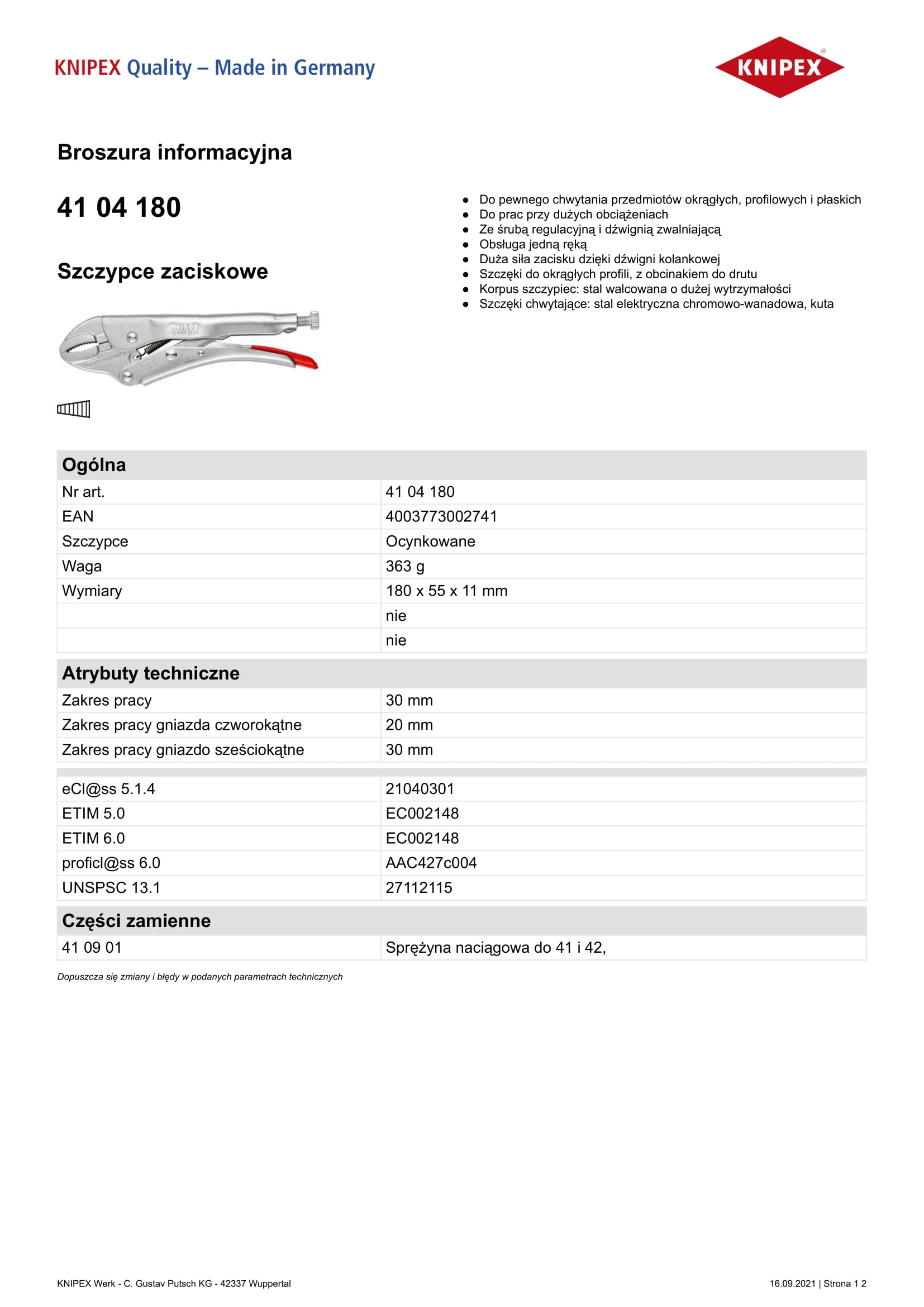 Szczypce zaciskowe uniwersalne 180mm