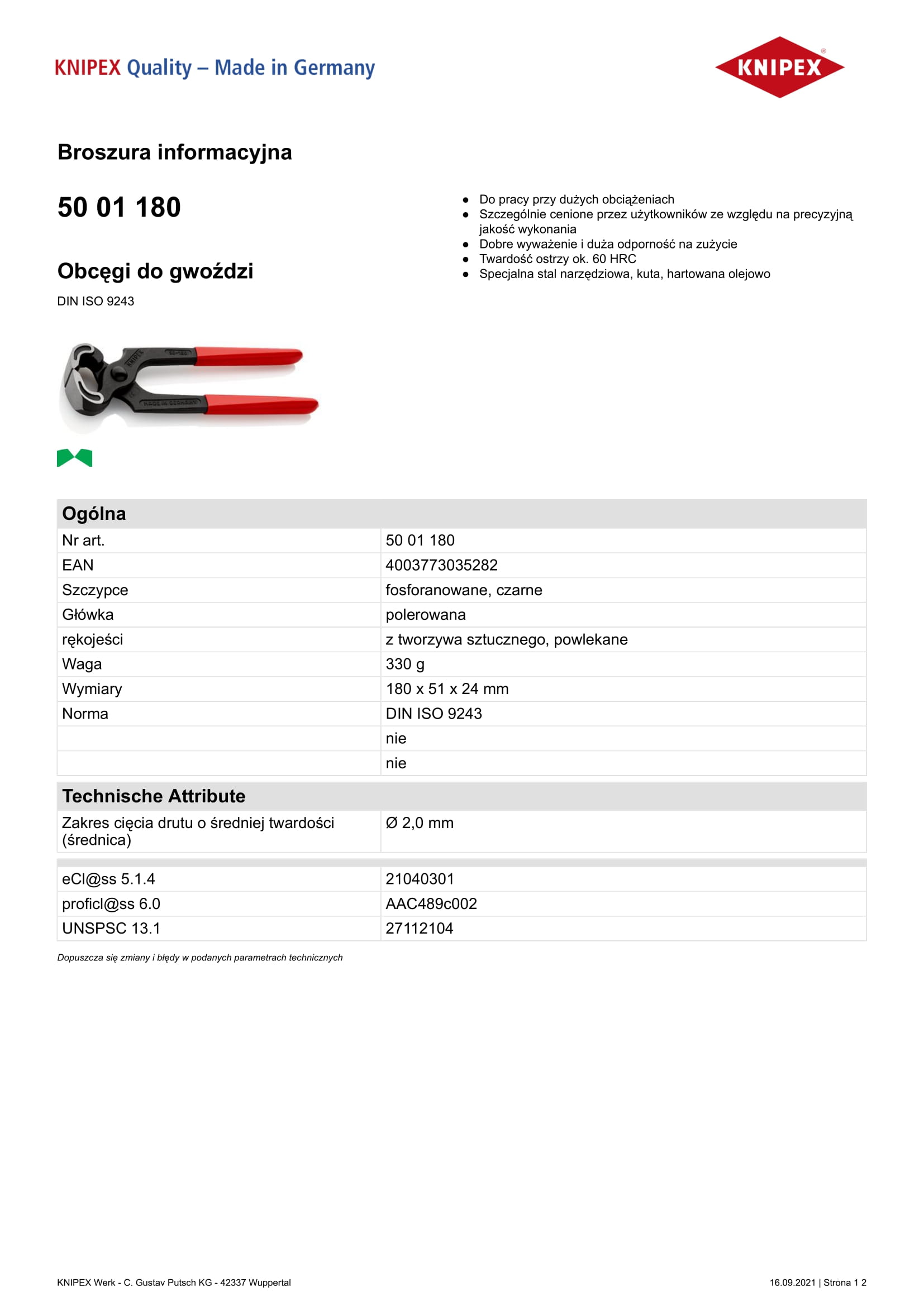 Obcęgi do gwoździ 180mm