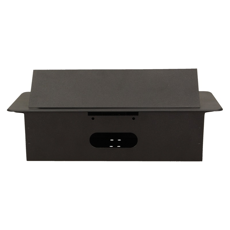 Gniazda wpuszczane w blat 2X2P+Z, 2XUSB płaski rant czarny