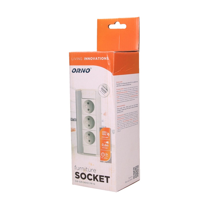 Gniazdo meblowe 3X2P+Z biało-srebrne