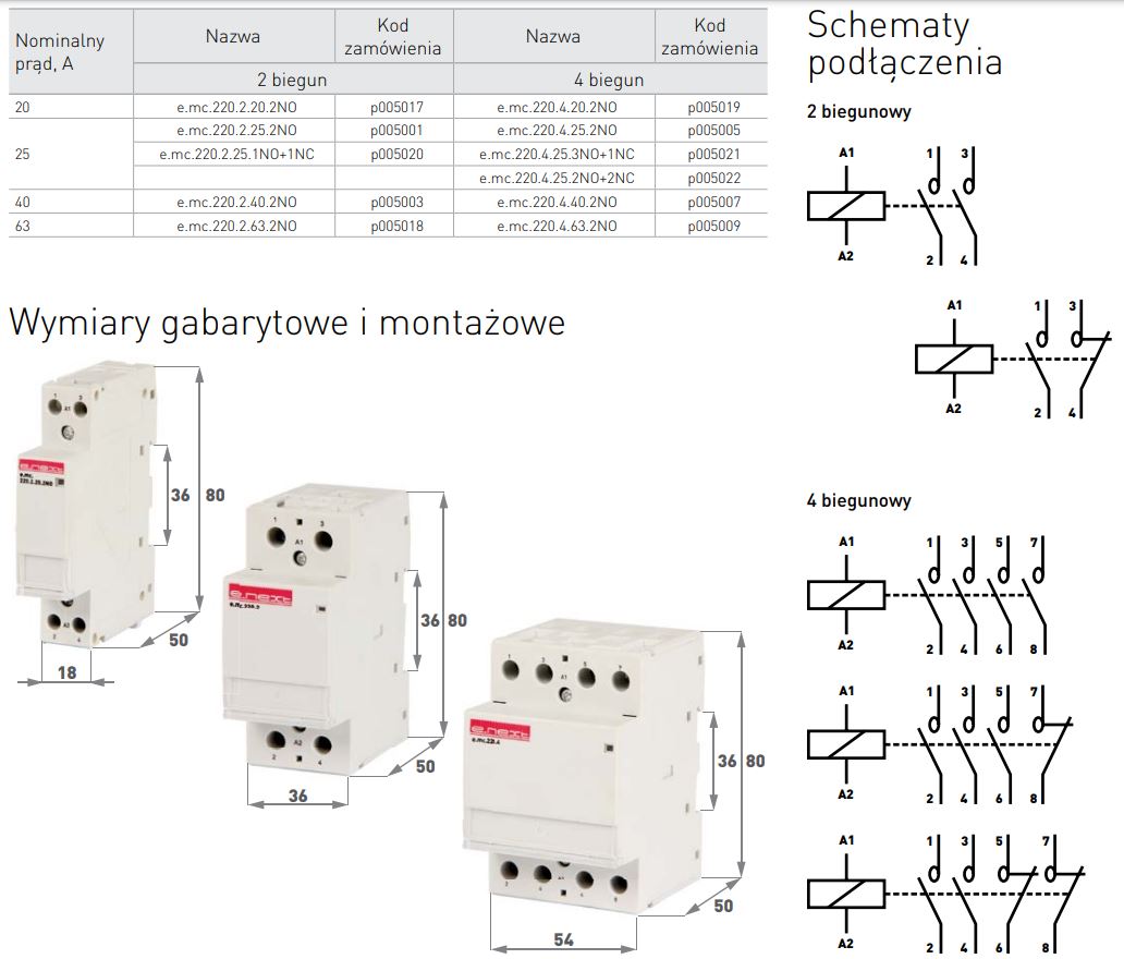 Stycznik modułowy E.MC.220.2.25.2NO 2P 25A 2NO