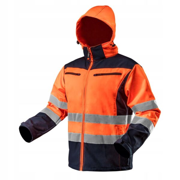 Kurtka softshell z kapturem pomarańczowa, rozmiar S