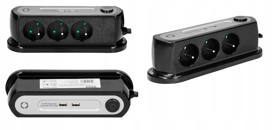 Przedłużacz biurkowy z wyłącznikiem 3X2P+Z, 2XUSB 1,4M