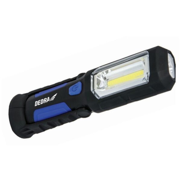 Latarka AKU. 3W COB LED+1W zasilacz USB na 230V i 12V