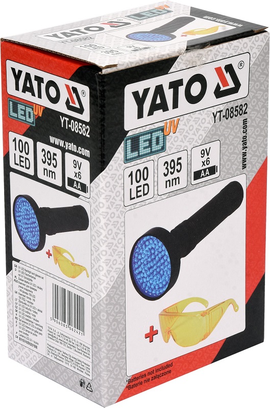 Zestaw latarka UV 100 LED i okulary