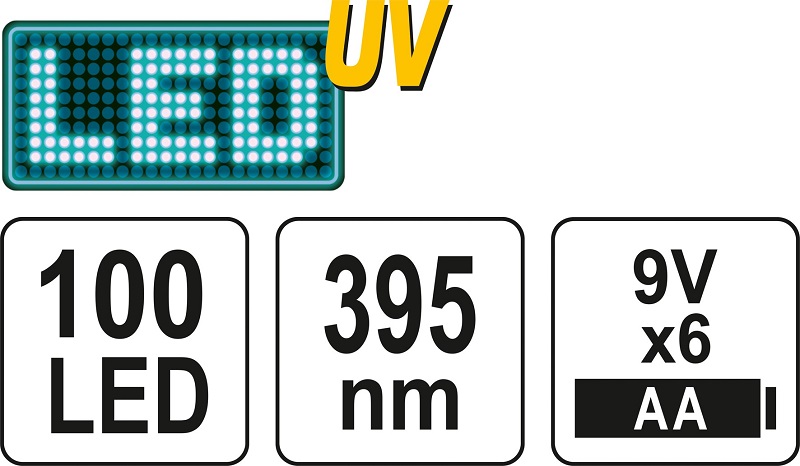 Zestaw latarka UV 100 LED i okulary