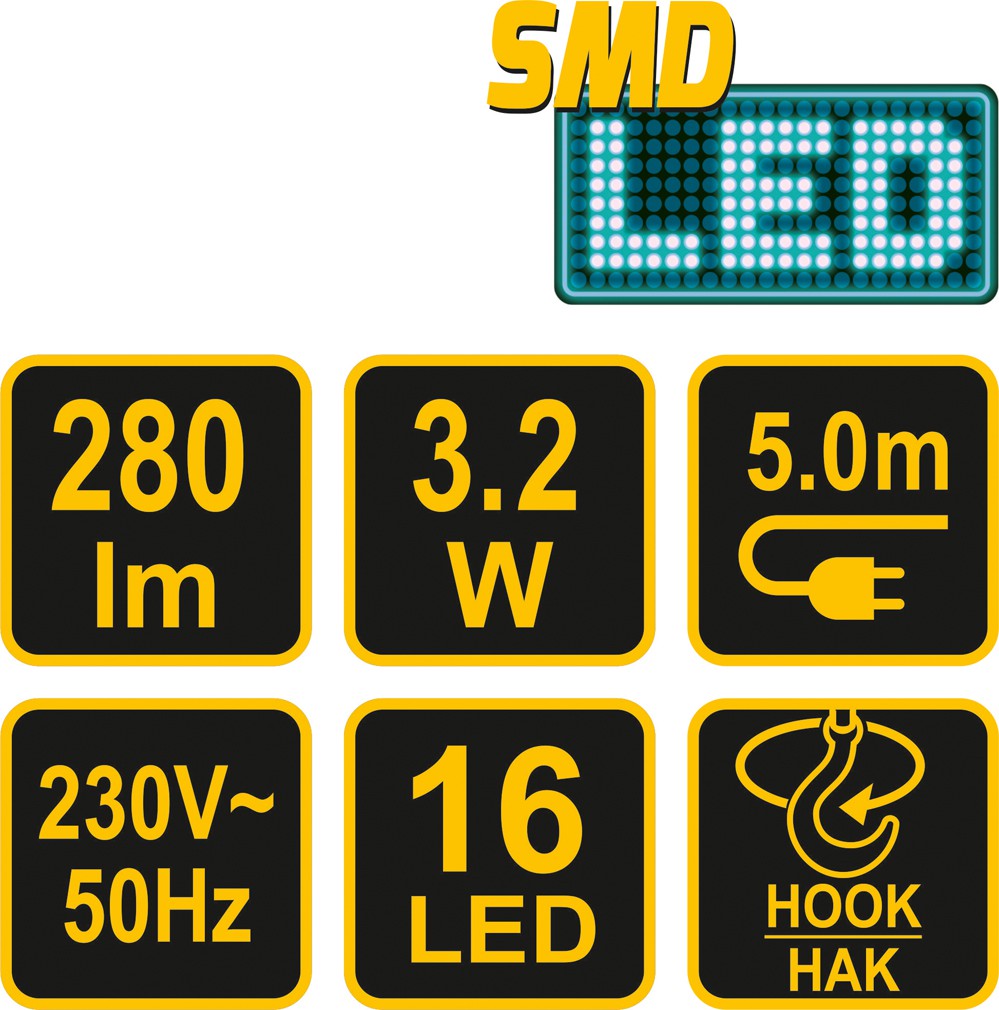 Lampa warszt. przewodowa LED 3,2W
