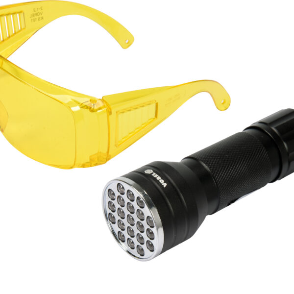 Zestaw latarka UV 21 LED i okulary