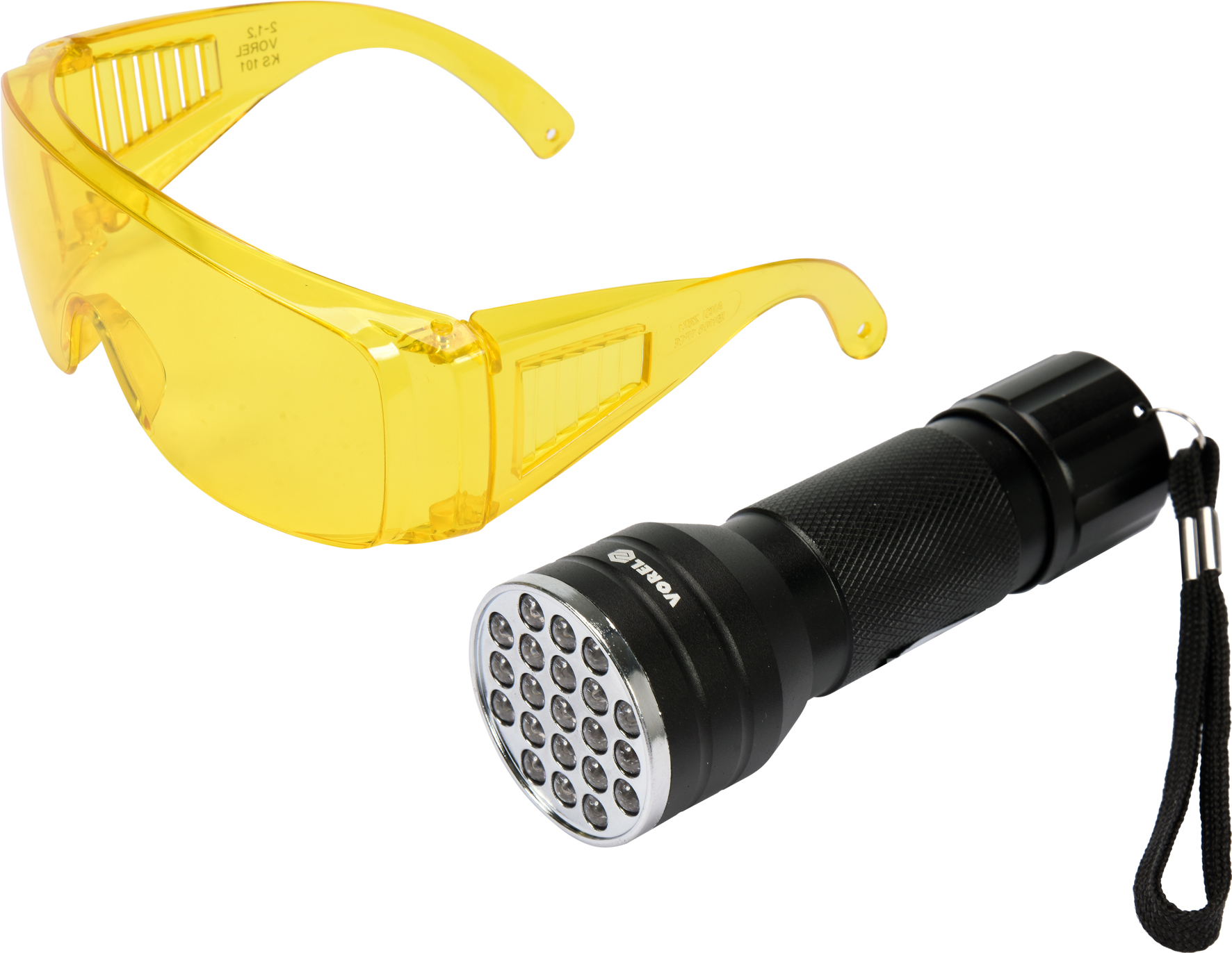 Zestaw latarka UV 21 LED i okulary
