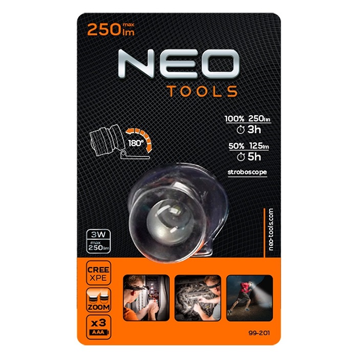Latarka czołowa 2501 LUM zoom cree XPE 3XAAA