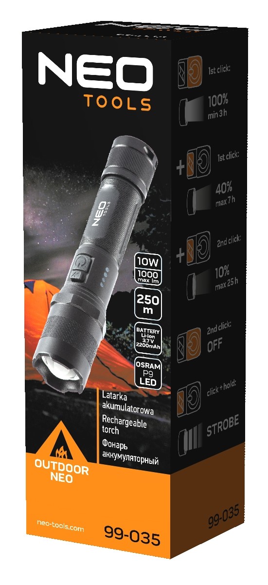 Latarka akumulatorawa USB 1000 LM osram P9 LED