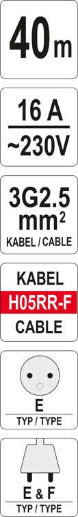 Przedłużacz bębnowy 40M 4 gniazda 3*2.5MM2