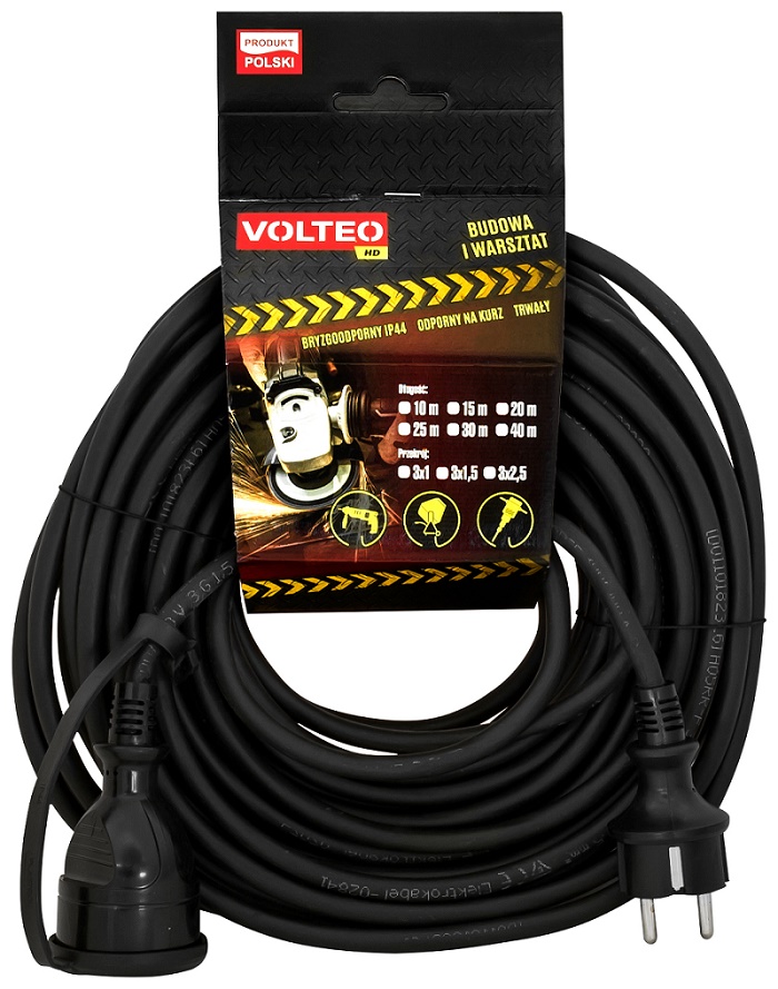 Przedłużacz heavy duty 20M przewód H05RR-F 3*1,5mm