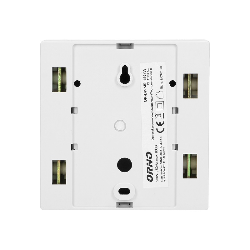 Dzwonek gong dwutonowy 230V quatro AC biały