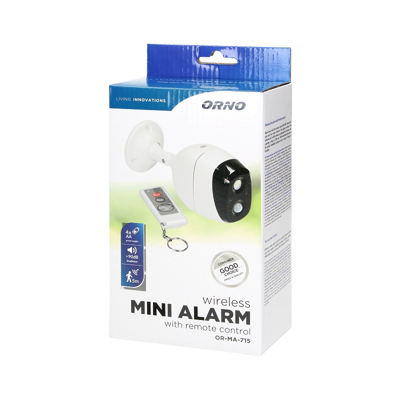 Mini alarm IP44 z czujnikiem ruchu, sterowany pilotem