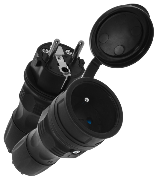 Zestaw wtyczka + gniazdo extrem IP54 czarny