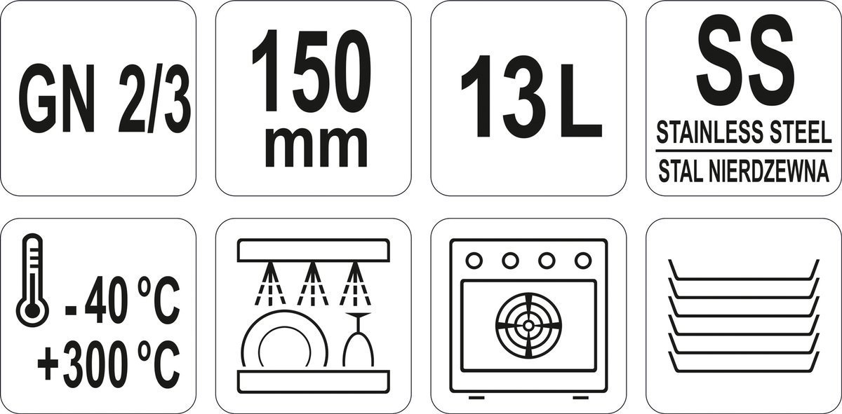 Pojemnik gastronomiczny GN 2/3 150mm