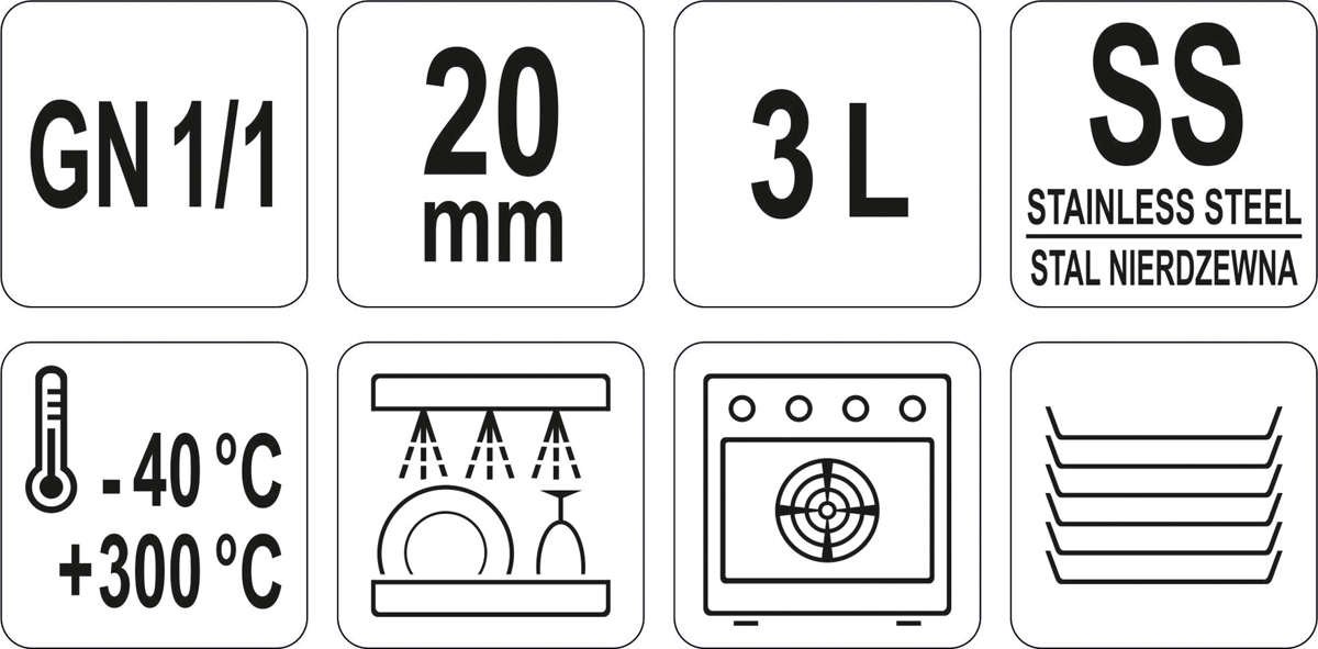 Pojemnik gastronomiczny GN 1/1 20mm