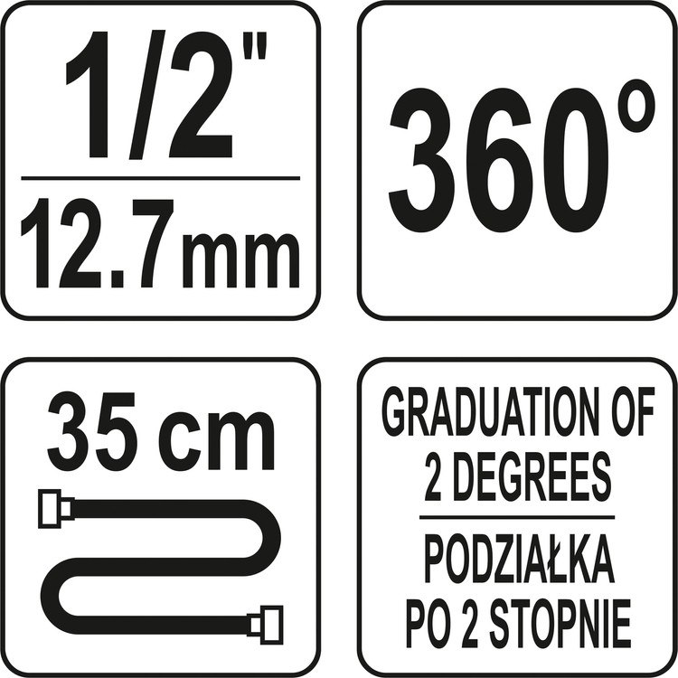 Kątomierz z uchwytem magnetycznym do klucza dynamom. 1/2''