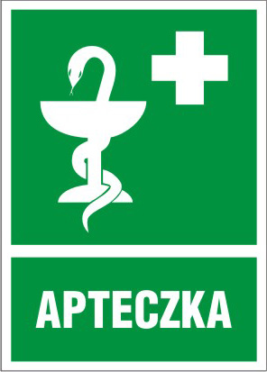 Naklejka BHP inform. OBH-01/DE apteczka