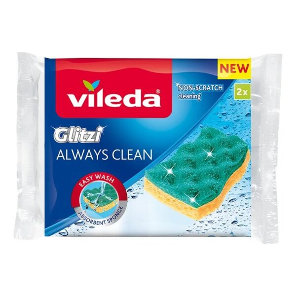 Vileda gąbka do naczyń wiskozowa glitzi always clean 2 szt.