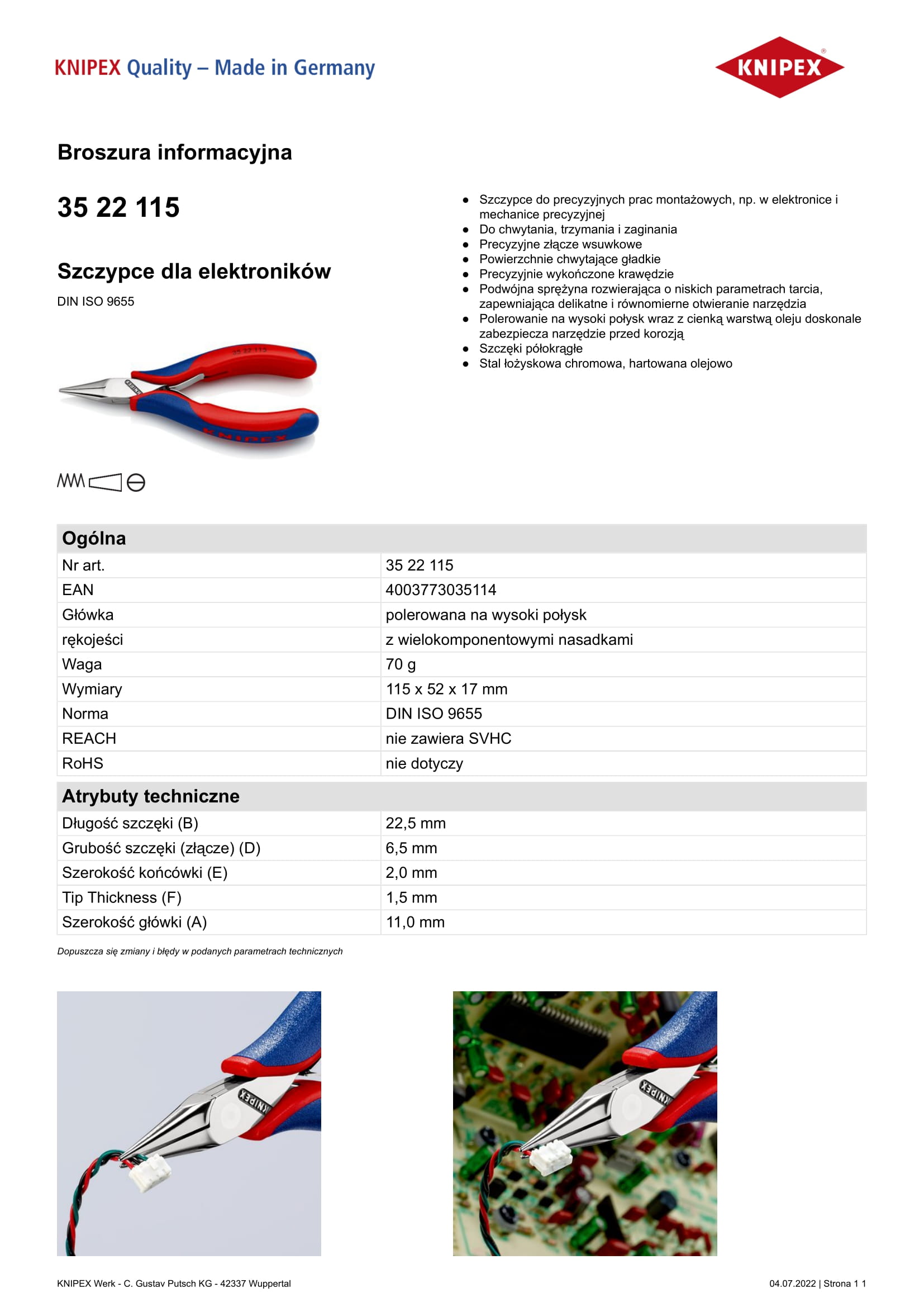Szczypce dla elektroników 115mm