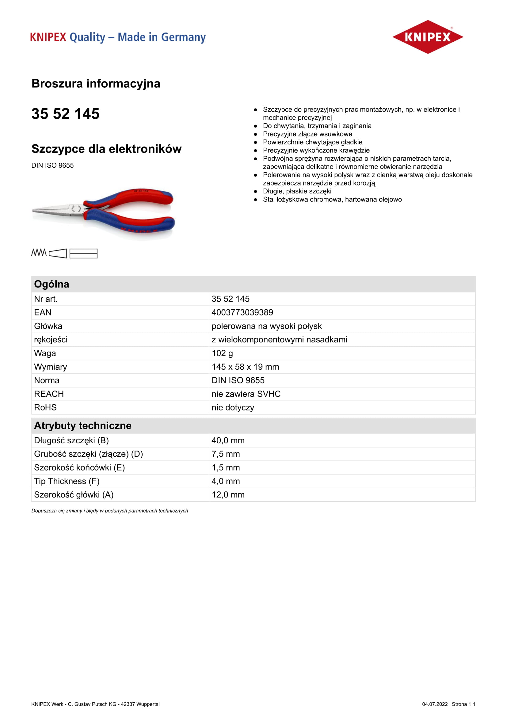 Szczypce dla elektroników 145mm