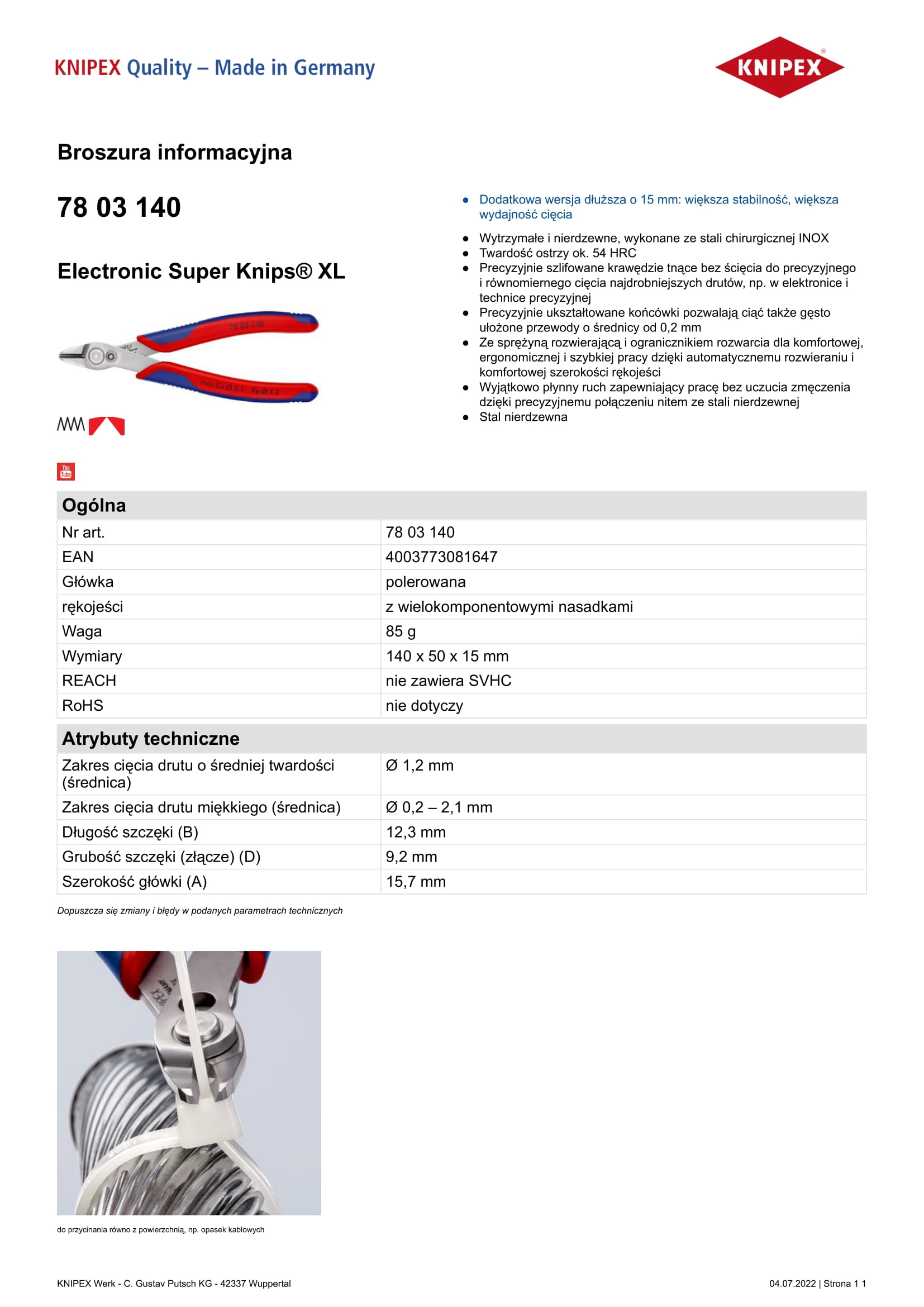 Szczypce do cięcia 140mm electronic super knips XL