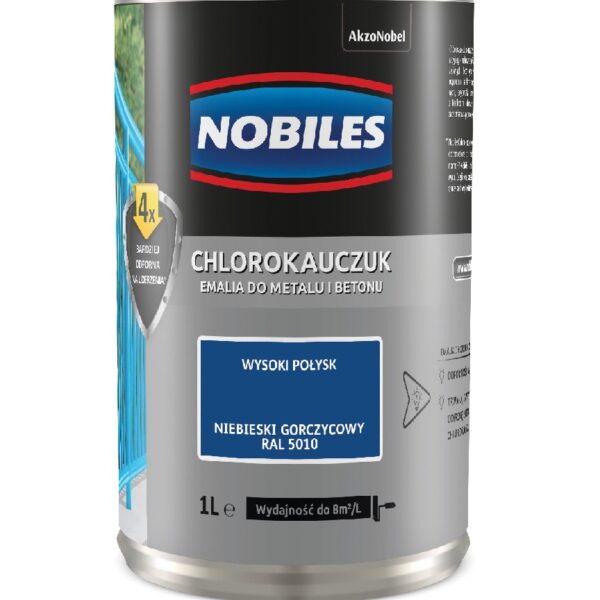 Emalia chlorokauczukowa niebieski gorczyca RAL 5010 0.9L
