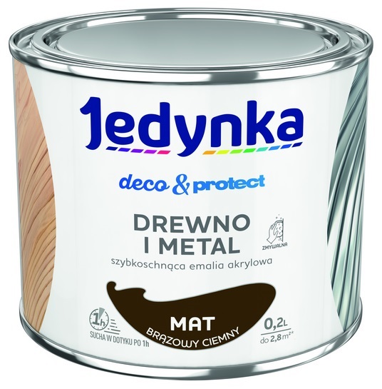 Jedynka deco&protect drewno i metal MAT brązowy 0,2L