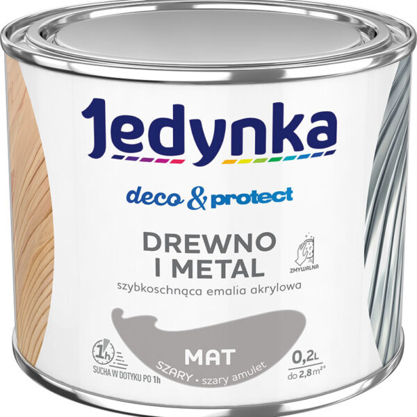 Jedynka deco&protect drewno i metal MAT szary 0,2L