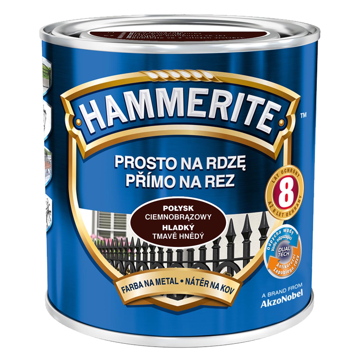 Emalia Hammerite połysk ciemnobrązowy 0,7L