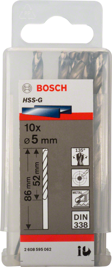 Wiertło hss-g, DIN 338 5.0*52mm 10szt.