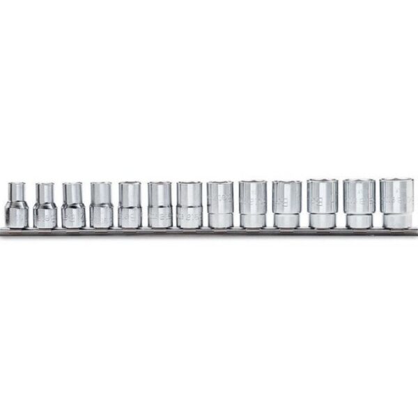 Komplet nasadek 1/2'' 10-22mm,METALOWA szyna, 13 szt.