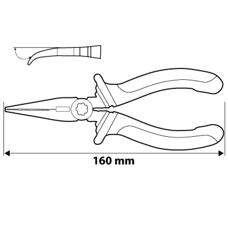Szczypce wydłużone wygięte 160mm