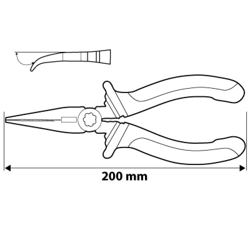 Szczypce wydłużone wygięte 200mm