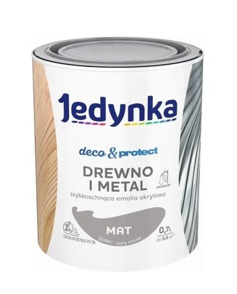 Jedynka deco&protect drewno i metal MAT szary 0,7L